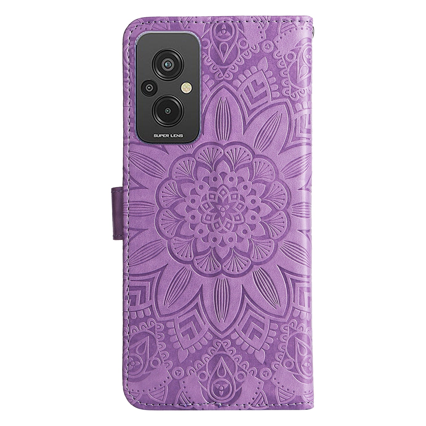 Xiaomi Redmi 11 Prime 4G Sunflower Embossed Leather Wallet Phone Case with Kickstand and Card Holder