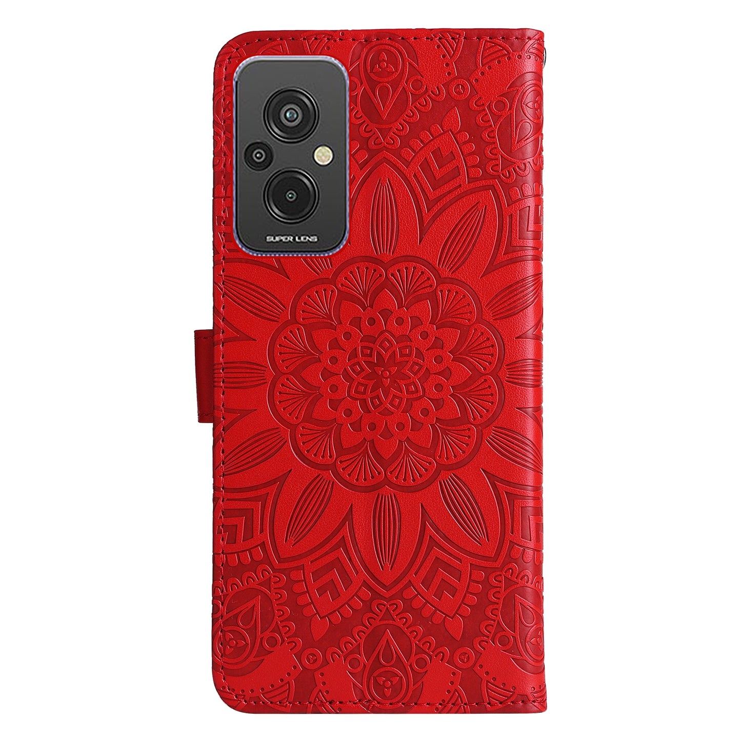 Xiaomi Redmi 11 Prime 4G Sunflower Embossed Leather Wallet Phone Case with Kickstand and Card Holder