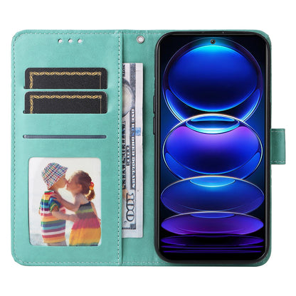 Xiaomi Redmi Note 12 China Sunflower Embossed Leather Wallet Phone Case with Kickstand and Card Holder