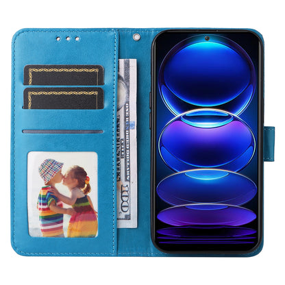 Xiaomi Redmi Note 12 China Sunflower Embossed Leather Wallet Phone Case with Kickstand and Card Holder