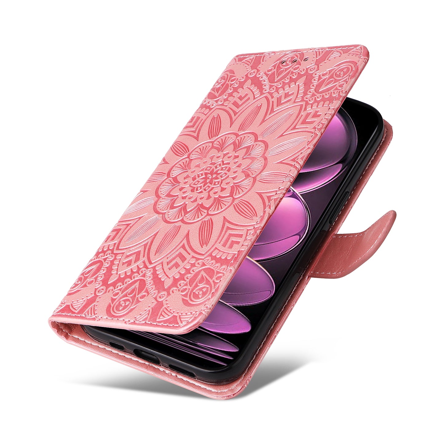 Xiaomi Redmi Note 12 Pro 5G Sunflower Embossed Leather Wallet Phone Case with Kickstand and Card Holder