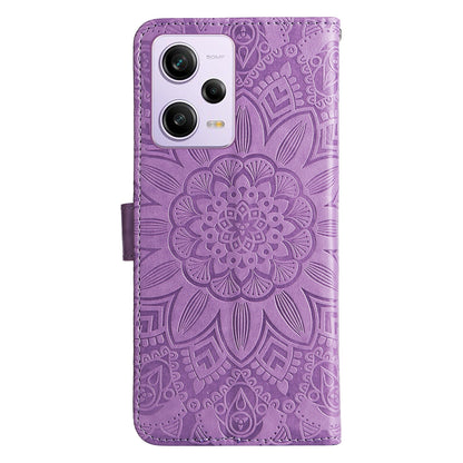 Xiaomi Redmi Note 12 Pro 5G Sunflower Embossed Leather Wallet Phone Case with Kickstand and Card Holder