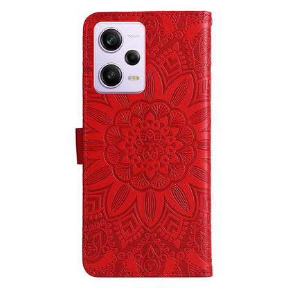 Xiaomi Redmi Note 12 Pro 5G Sunflower Embossed Leather Wallet Phone Case with Kickstand and Card Holder