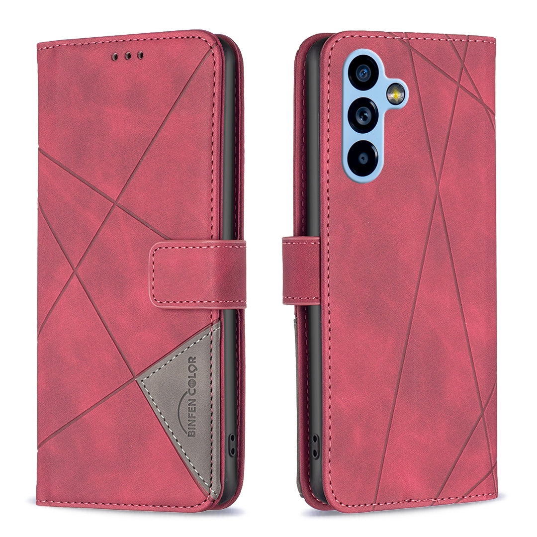 Samsung Galaxy A54 5G Rhombus Texture Leather Phone Case with Magnetic Buckle and Card Holder