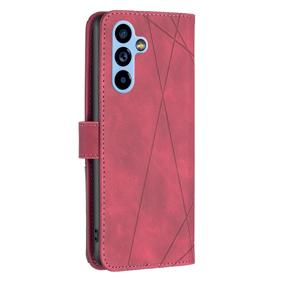 Samsung Galaxy A54 5G Rhombus Texture Leather Phone Case with Magnetic Buckle and Card Holder