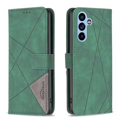 Samsung Galaxy A54 5G Rhombus Texture Leather Phone Case with Magnetic Buckle and Card Holder