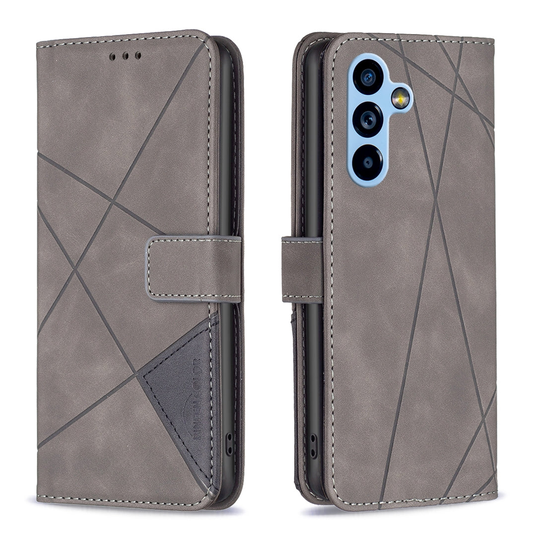 Samsung Galaxy A54 5G Rhombus Texture Leather Phone Case with Magnetic Buckle and Card Holder