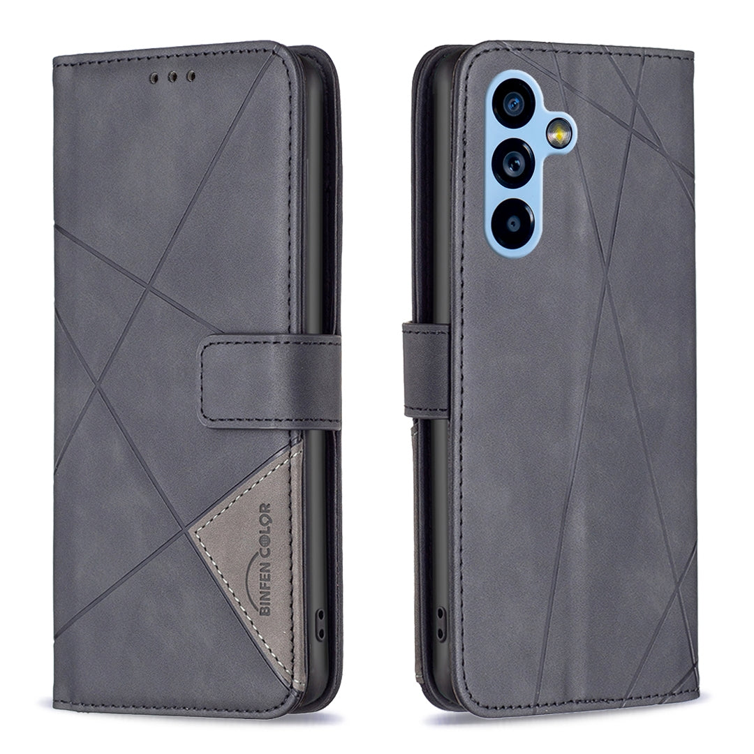 Samsung Galaxy A54 5G Rhombus Texture Leather Phone Case with Magnetic Buckle and Card Holder