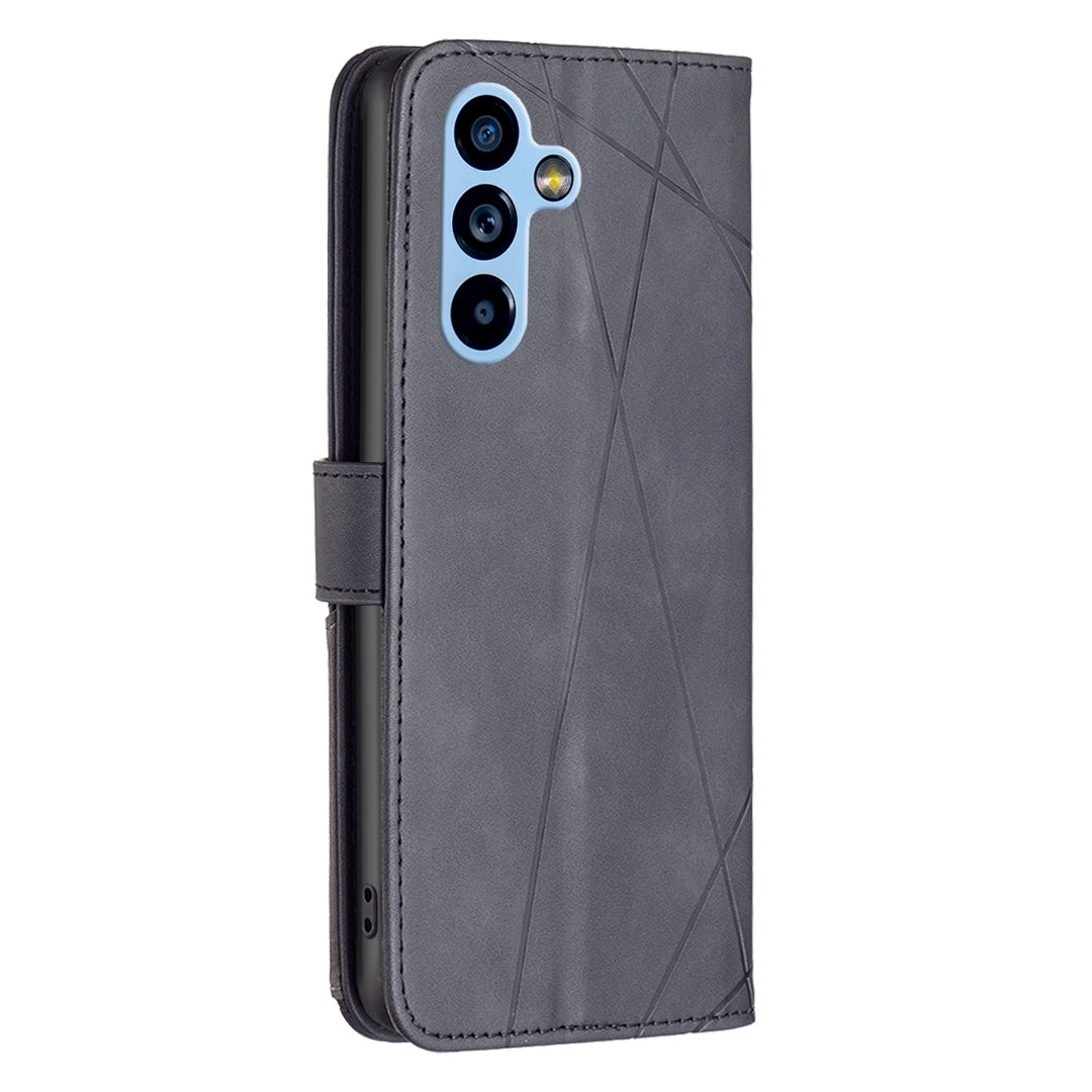 Samsung Galaxy A54 5G Rhombus Texture Leather Phone Case with Magnetic Buckle and Card Holder