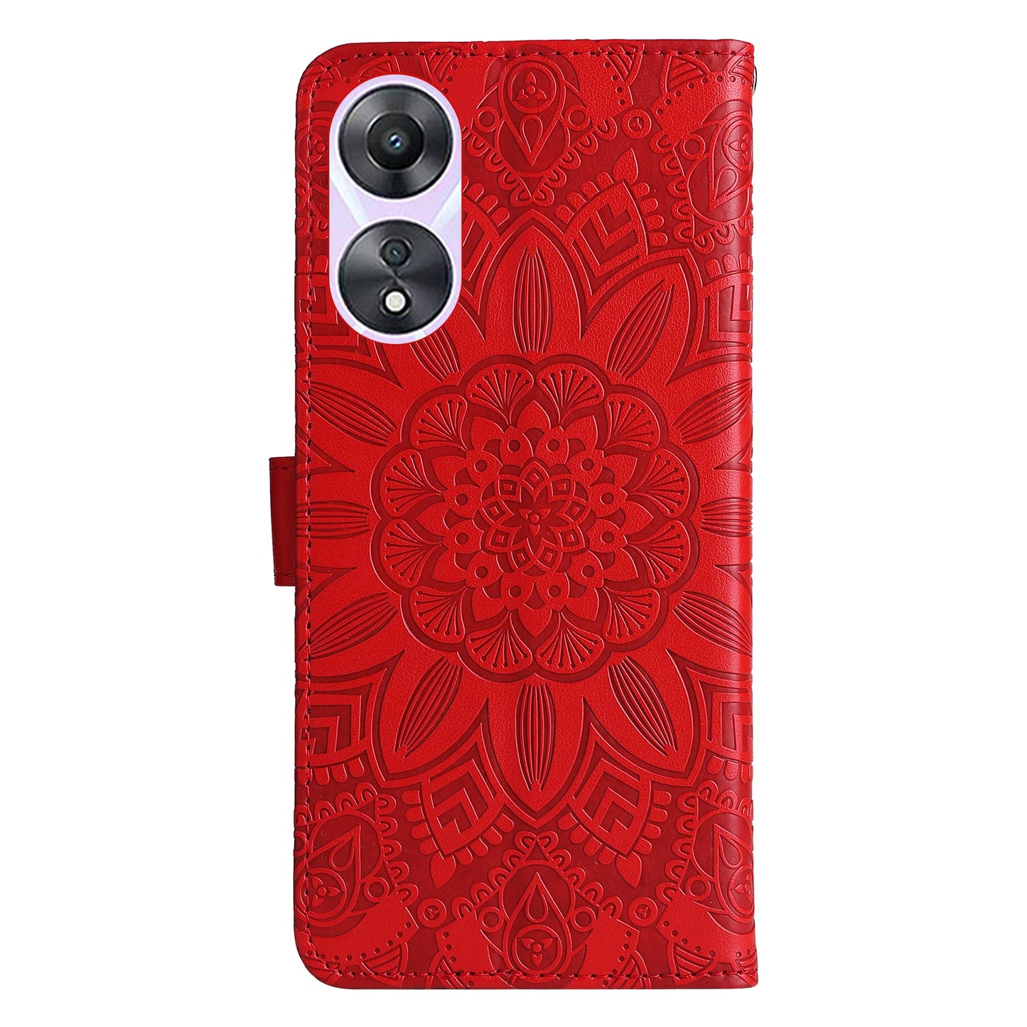 OPPO A58 5G Sunflower Embossed Leather Wallet Phone Case with Kickstand and Card Holder