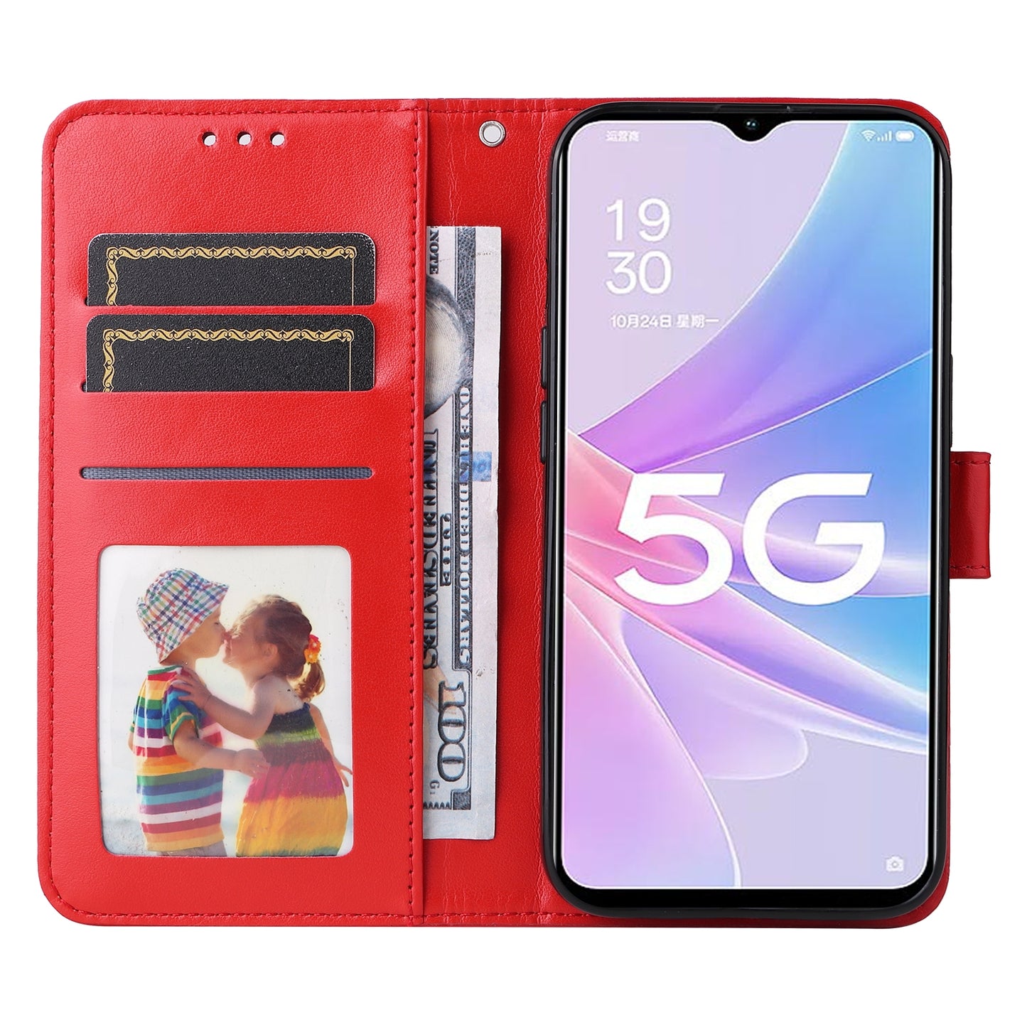 OPPO A58 5G Sunflower Embossed Leather Wallet Phone Case with Kickstand and Card Holder