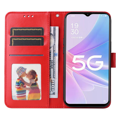 OPPO A58 5G Sunflower Embossed Leather Wallet Phone Case with Kickstand and Card Holder