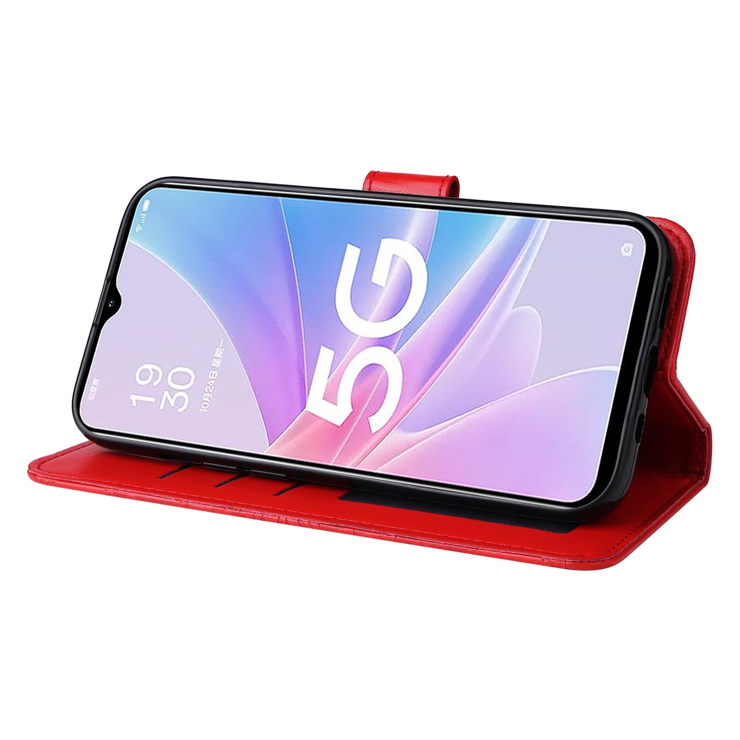 OPPO A58 5G Sunflower Embossed Leather Wallet Phone Case with Kickstand and Card Holder