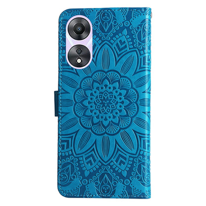 OPPO A58 5G Sunflower Embossed Leather Wallet Phone Case with Kickstand and Card Holder