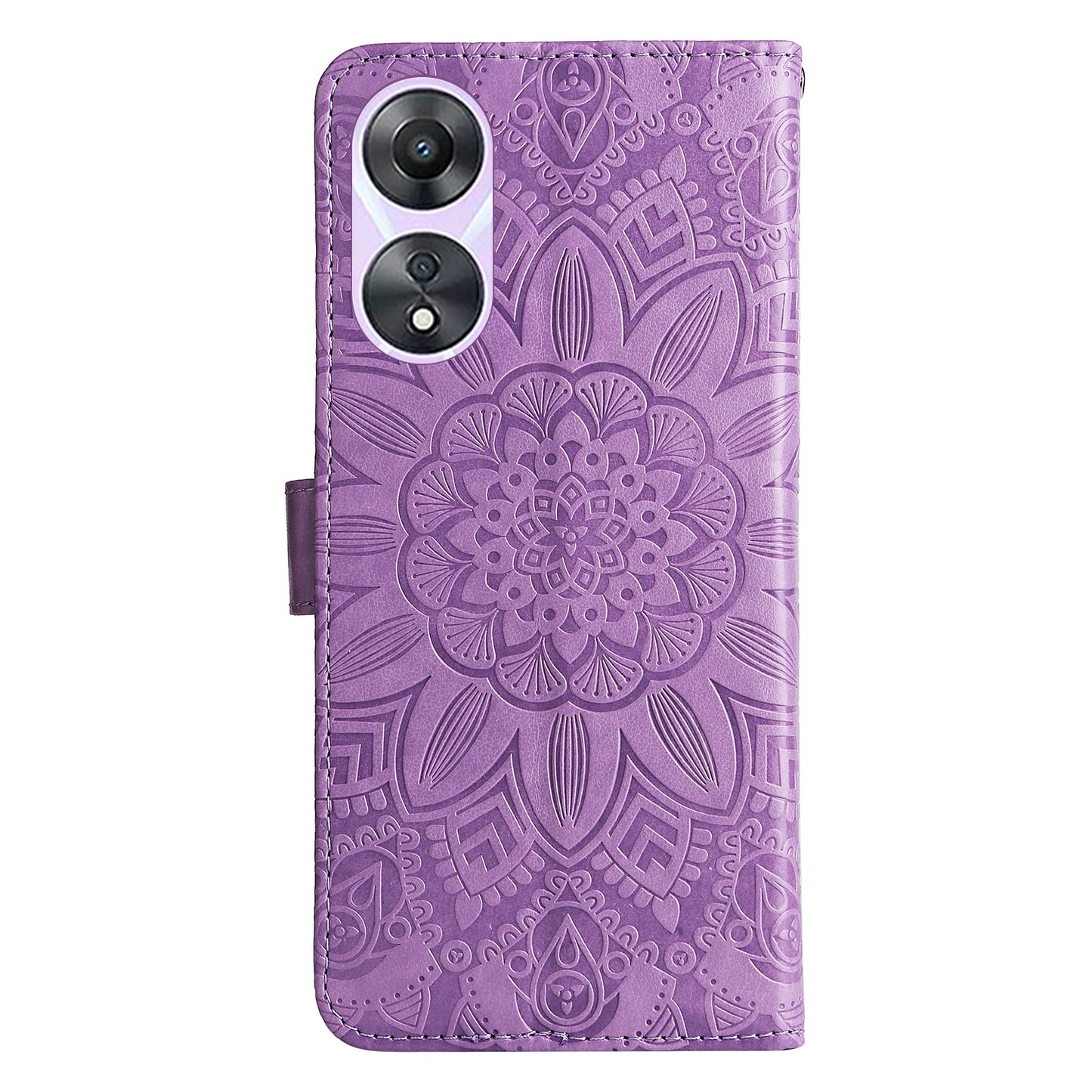 OPPO A58 5G Sunflower Embossed Leather Wallet Phone Case with Kickstand and Card Holder