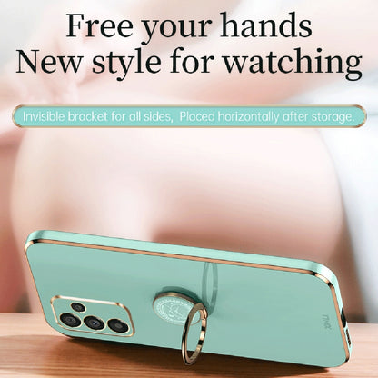 Samsung Galaxy A14 5G Tough TPU Phone Case with 6D Electroplate, Straight Edge Design, and Comfortable Ring Holder