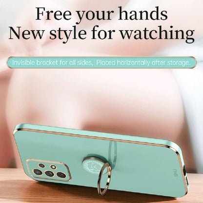 Samsung Galaxy A13 4G Tough TPU Phone Case with 6D Electroplate, Straight Edge Design, and Comfortable Ring Holder