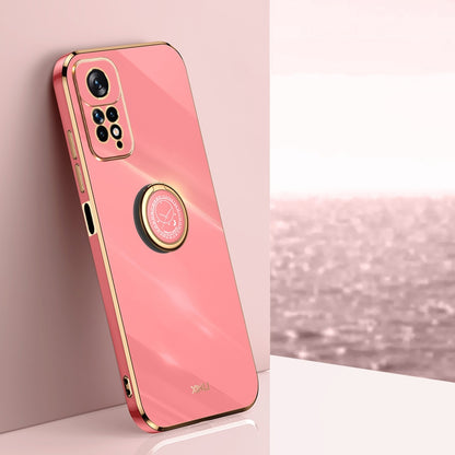 Xiaomi Redmi Note 11 Pro 4G/5G Tough TPU Phone Case with 6D Electroplate, Straight Edge Design, and Comfortable Ring Holder