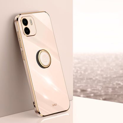 Xiaomi Redmi A1 4G Tough TPU Phone Case with 6D Electroplate, Straight Edge Design, and Comfortable Ring Holder