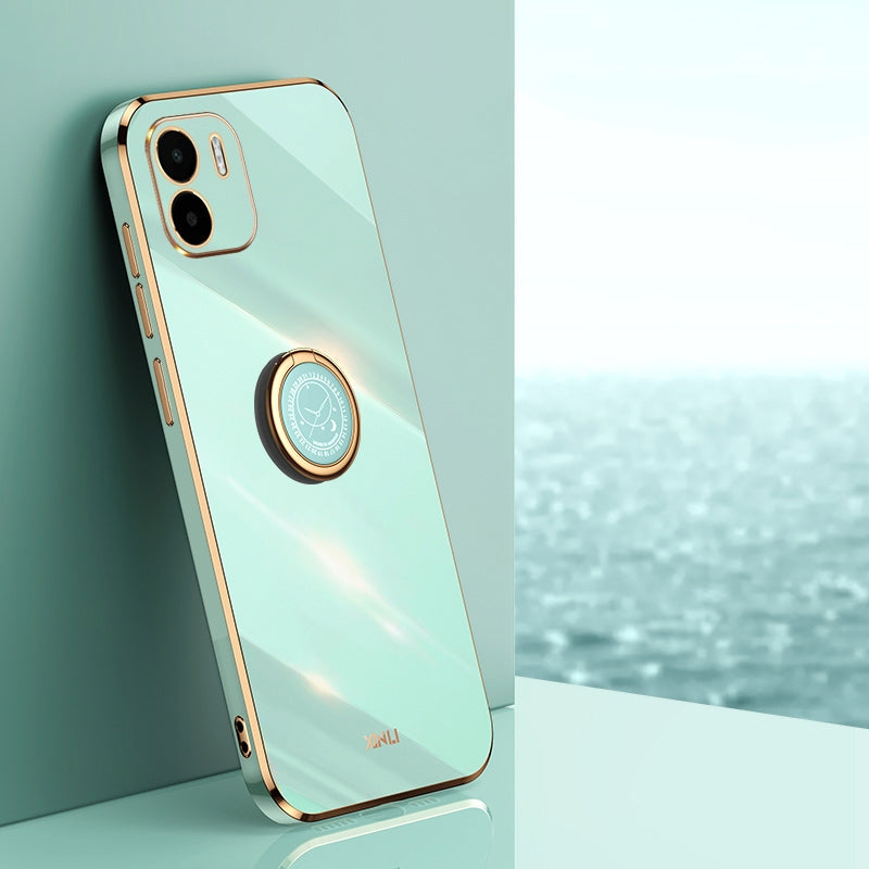 Xiaomi Redmi A1 4G Tough TPU Phone Case with 6D Electroplate, Straight Edge Design, and Comfortable Ring Holder