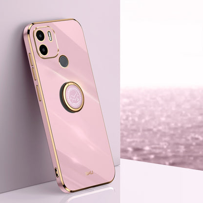 Xiaomi Redmi A1+ Tough TPU Phone Case with 6D Electroplate, Straight Edge Design, and Comfortable Ring Holder