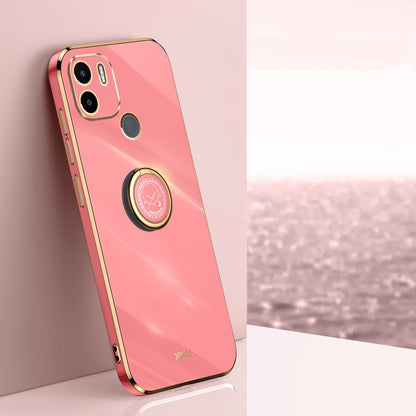 Xiaomi Redmi A1+ Tough TPU Phone Case with 6D Electroplate, Straight Edge Design, and Comfortable Ring Holder