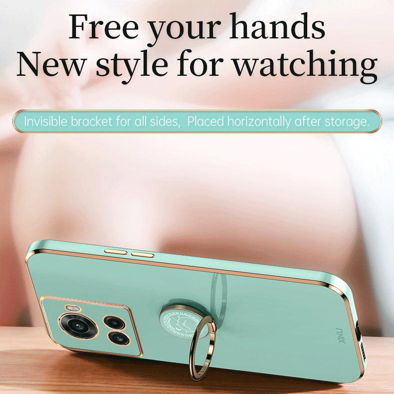 OnePlus Ace Tough TPU Phone Case with 6D Electroplate, Straight Edge Design, and Comfortable Ring Holder