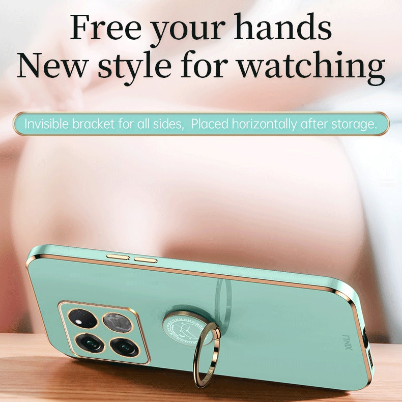 OnePlus Ace Racing Tough TPU Phone Case with 6D Electroplate, Straight Edge Design, and Comfortable Ring Holder