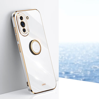 Huawei Nova 10 Tough TPU Phone Case with 6D Electroplate, Straight Edge Design, and Comfortable Ring Holder