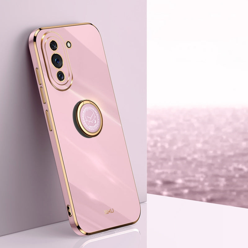 Huawei Nova 10 Pro Tough TPU Phone Case with 6D Electroplate, Straight Edge Design, and Comfortable Ring Holder