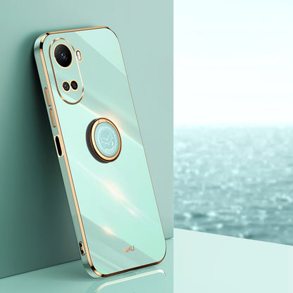 Huawei Nova 10 SE Tough TPU Phone Case with 6D Electroplate, Straight Edge Design, and Comfortable Ring Holder