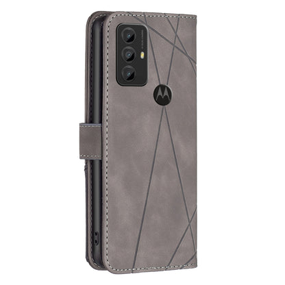 Motorola Moto G Play 2023 Rhombus Texture Leather Phone Case with Magnetic Buckle and Card Holder