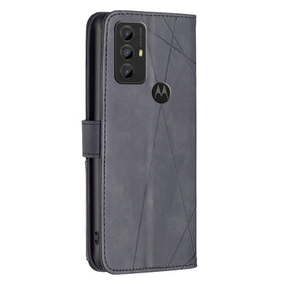 Motorola Moto G Play 2023 Rhombus Texture Leather Phone Case with Magnetic Buckle and Card Holder