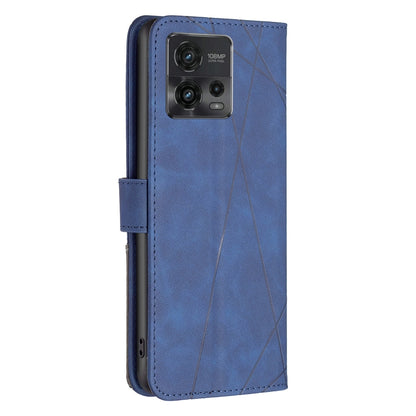 Motorola Moto G72 Rhombus Texture Leather Phone Case with Magnetic Buckle and Card Holder