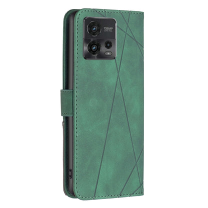 Motorola Moto G72 Rhombus Texture Leather Phone Case with Magnetic Buckle and Card Holder