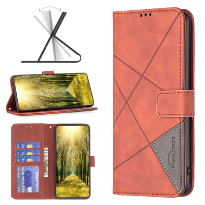 Motorola Moto G72 Rhombus Texture Leather Phone Case with Magnetic Buckle and Card Holder