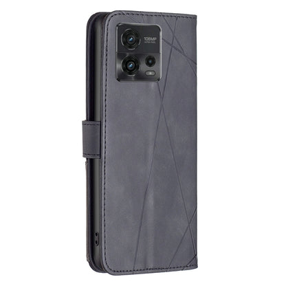 Motorola Moto G72 Rhombus Texture Leather Phone Case with Magnetic Buckle and Card Holder