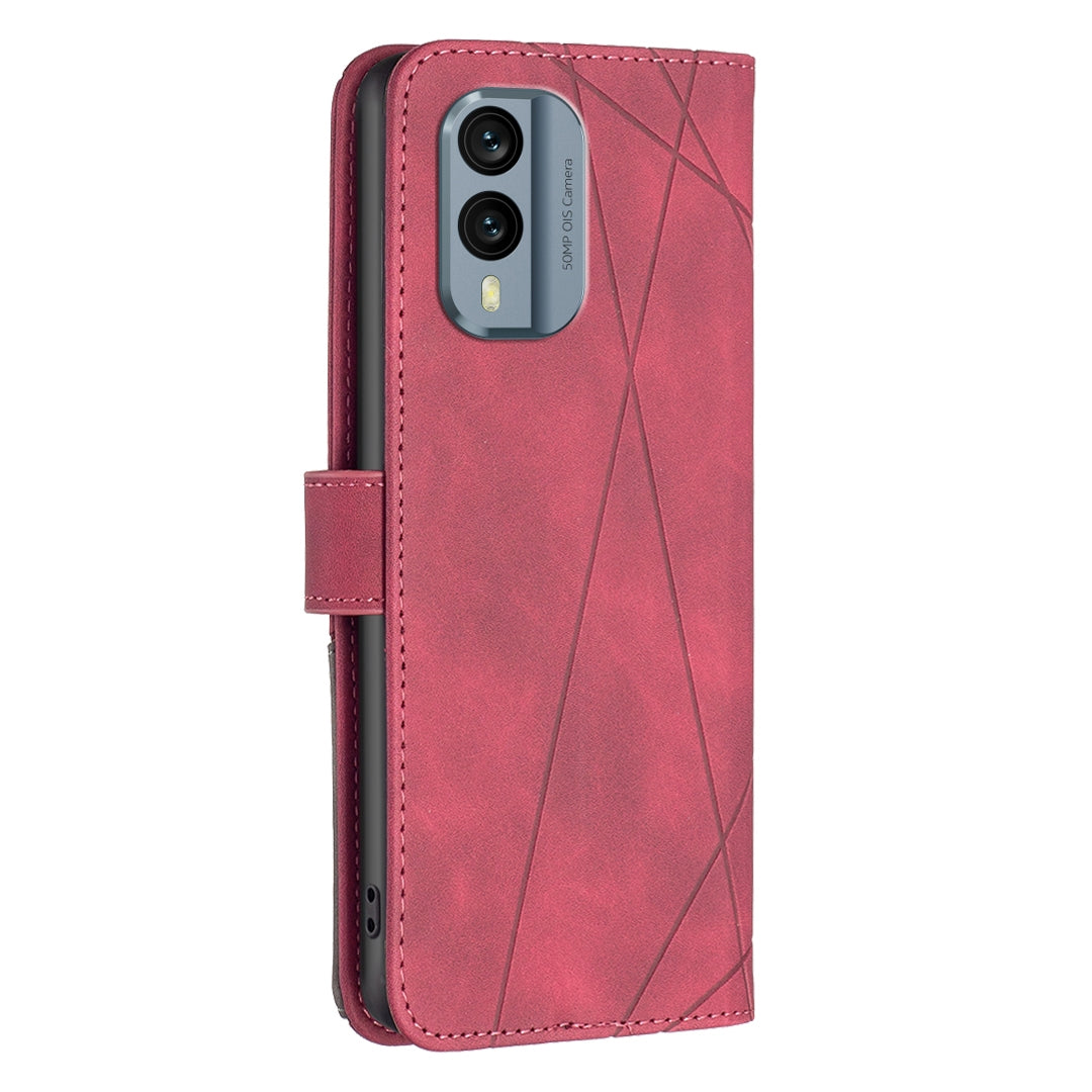 Nokia X30 Rhombus Texture Leather Phone Case with Magnetic Buckle and Card Holder