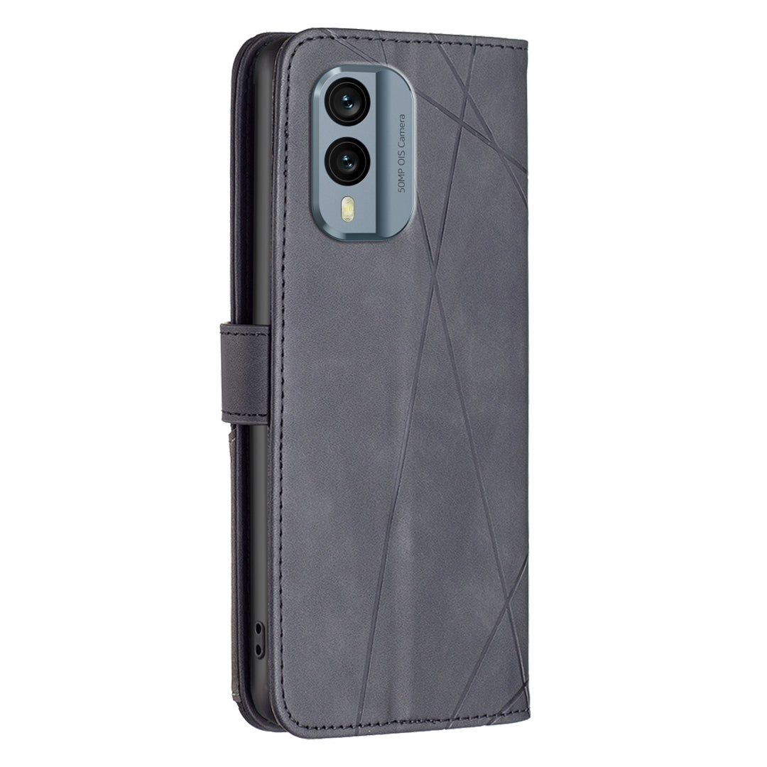 Nokia X30 Rhombus Texture Leather Phone Case with Magnetic Buckle and Card Holder