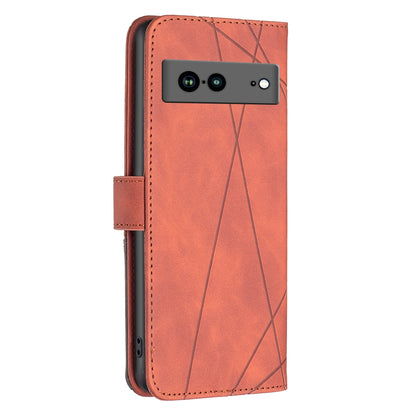 Google Pixel 7a Rhombus Texture Leather Phone Case with Magnetic Buckle and Card Holder