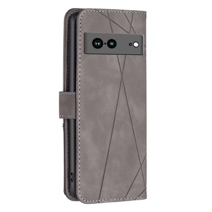 Google Pixel 7a Rhombus Texture Leather Phone Case with Magnetic Buckle and Card Holder