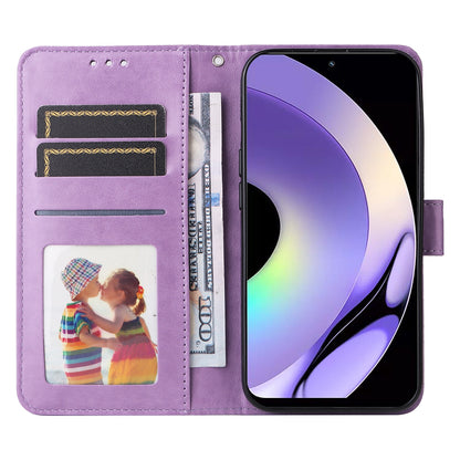 Realme 10 4G Global Sunflower Embossed Leather Wallet Phone Case with Kickstand and Card Holder