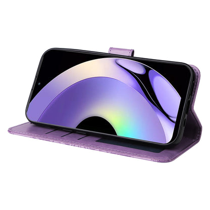 Realme 10 4G Global Sunflower Embossed Leather Wallet Phone Case with Kickstand and Card Holder