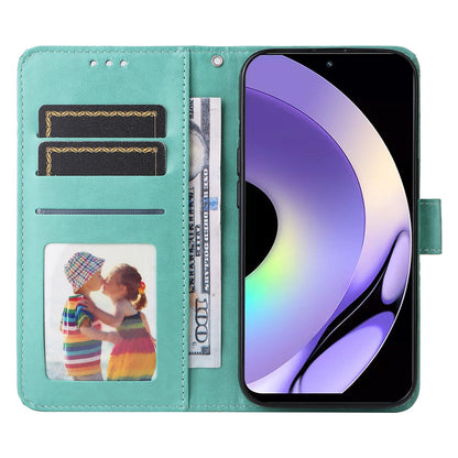 Realme 10 4G Global Sunflower Embossed Leather Wallet Phone Case with Kickstand and Card Holder