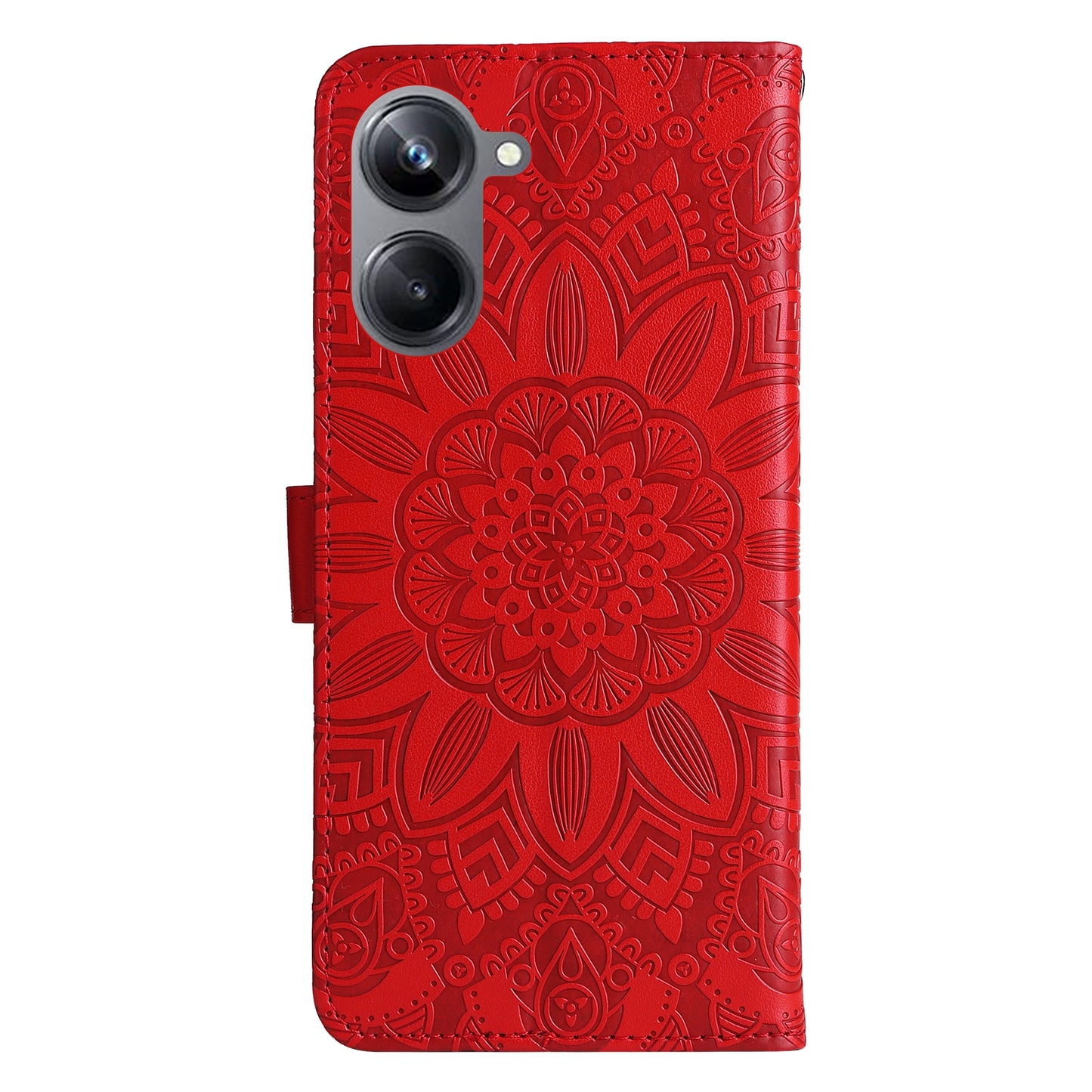 Realme 10 Pro 5G Sunflower Embossed Leather Wallet Phone Case with Kickstand and Card Holder