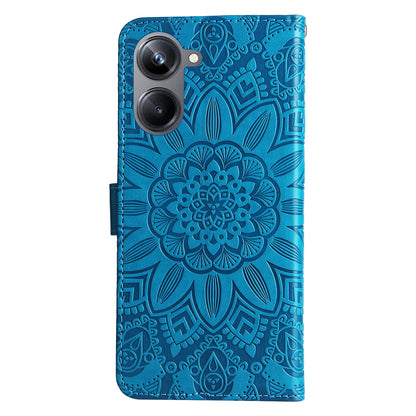 Realme 10 Pro 5G Sunflower Embossed Leather Wallet Phone Case with Kickstand and Card Holder