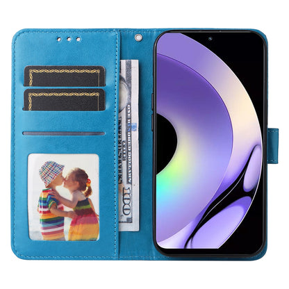 Realme 10 Pro 5G Sunflower Embossed Leather Wallet Phone Case with Kickstand and Card Holder