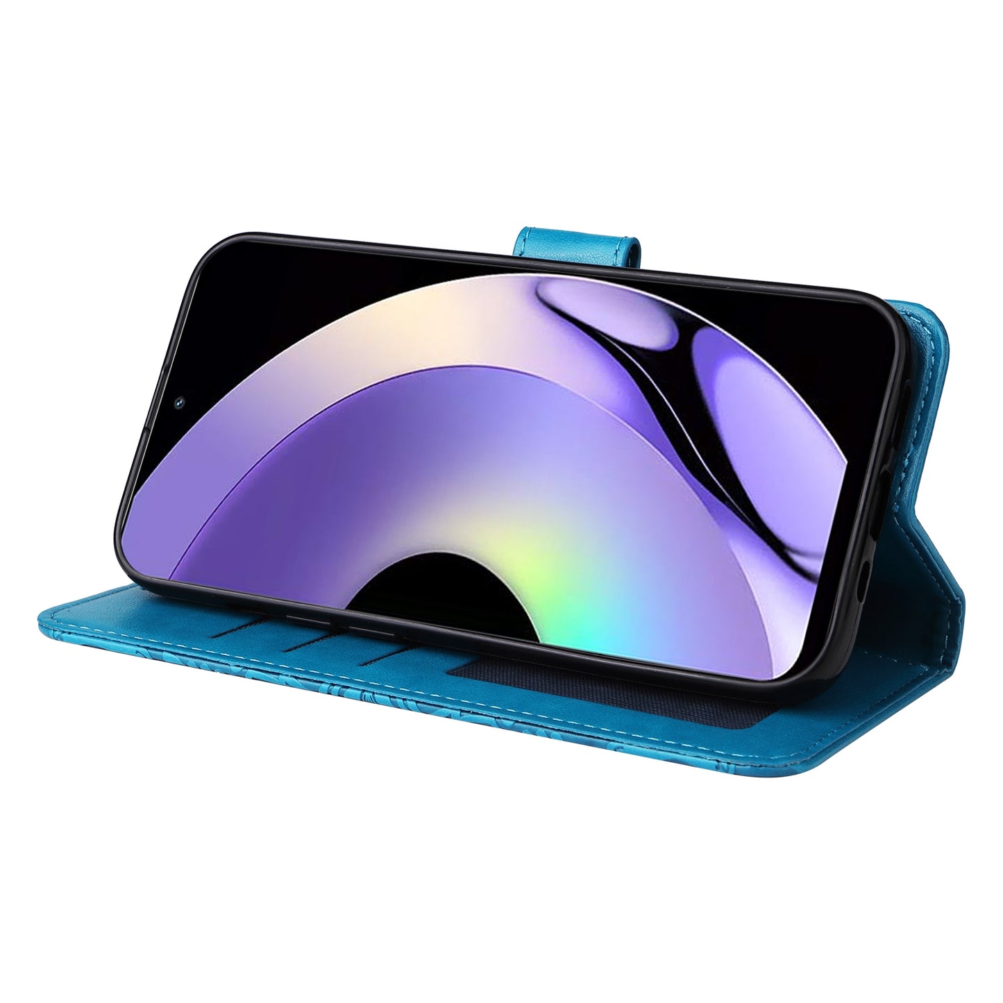 Realme 10 Pro 5G Sunflower Embossed Leather Wallet Phone Case with Kickstand and Card Holder