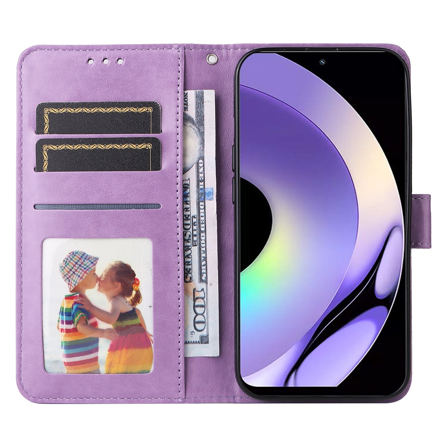 Realme 10 Pro 5G Sunflower Embossed Leather Wallet Phone Case with Kickstand and Card Holder