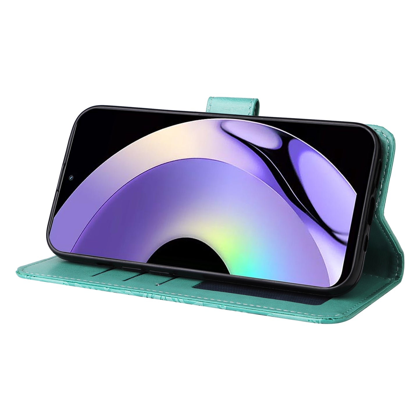 Realme 10 Pro 5G Sunflower Embossed Leather Wallet Phone Case with Kickstand and Card Holder